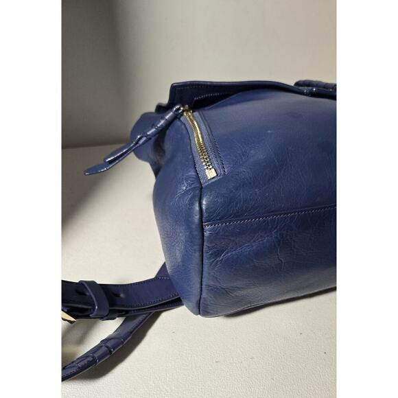 Cole Haan Felicity Pebbled Leather Backpack Multi Pocket & Woven Zip Detail Blue - Picture 8 of 14